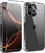 Compatible with iphone 16 Pro Phone Case with Screen Protector & Camera Lens Protector, [Not Yellowing] [Military-Grade Drop Protection] Protective Cover Case for iphone 16 Pro 2024 5G - Clear - Image 2