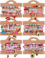 Cooluckday 36 Pcs Holiday Bracelets for Women Teen Girls Gifts Easter Mother's Day Christmas St. Patrick's Day Mardi Gras Bracelets Stackable Stretch Friendship Bracelets Set - Image 2