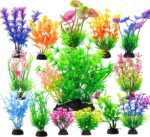 CousDUoBe 14Pcs Fish Tank Decorations Small Aquarium Plants Set, Fish Tank Accessories Aquarium Decor Plastic Plants - Image 2
