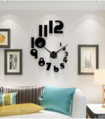DIY 3D Wall Clock Large Frameless Watch Mirror Surface Wall Art Clock for Living Room Bedroom Office Hotel Wall Decoration (DIYL189-Black) - Image 2