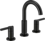 Delta Nicoli Matte Black Bathroom Faucet 3 Hole, 8 Inch Widespread Bathroom Sink Faucet for Vanity, Push-Pop Drain Assembly, Matte Black 35749LF-BL - Image 2