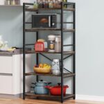 Denkee 5-Tier Bakers Rack for Kitchen with Storage, Industrial Microwave Stand Shelf, Coffee Bar for Small Spaces, Free Standing Kitchen Storage Shelf Rack, 23.62" L x 15.75" W x 60.24" H - Image 2