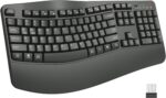 EDJO Ergonomic Wireless Keyboard for Large Hands, with Wrist Rest, Wave Keys, 2.4GHz Full Size Ergo Cordless USB Computer Keyboard, Comfortable Natural Typing, for Laptop, Mac, Windows (Gray) - Image 2