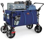 EVER ADVANCED Folding Push Wagon with Brakes, Portable Shopping Cart, Collapsible Wagon Cart with All-Terrain Big Wheels for Camping, Beach, Sports - Image 2