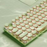 EWEADN V20 Typewriter Keyboard Wireless, 104 Keys Typewriter Style Mechanical with White Backlit, Media Knob, Pink Switch 2.4G/Bluetooth/USB-C Wired Retro Full Size Keyboard for Windows/Mac/PC-Green - Image 2