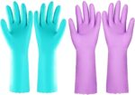 Elgood Reusable Dishwashing Cleaning Gloves with Latex free, Cotton lining,Kitchen Gloves 2 Pairs,Purple+blue Medium - Image 2
