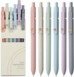 FIOVER Gel Pens, 6pcs 0.7mm Fine Point Black Ink, Smooth Writing Pens for Journaling, Nurse Aesthetic Cute Office School Supplies, Gifts for Women and Men (6Pcs Morandi-Black Ink) - Image 2