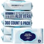 Flushable Wet Wipes - 6 Large Packs (360 Ct) - Unscented Extra-Large Body & Hand Tissue with Vitamin E & Aloe - For Adults, Children & Kids - Ideal for Home, Bathroom, Car & Everyday Hygiene - Image 2