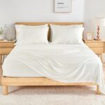 GOKOTTA King Size Bed Sheets 6 Piece Set, 100% Rayon Derived from Bamboo, Cooling for Hot Sleepers-Luxury Breathable Soft Sheets, Deep Pocket 16" Fitted Sheet with Elastic Corner Straps, Cream White - Image 2