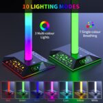 Gaming Headphone Stand PC Accessories - RGB Headset Stand with 2 USB Charger, Cool LED Headphone Holder PC Gaming Accessories Gift for Boys Men Gamers, Computer Game Hardware for Desk - Image 2
