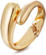 Gold Polished Chunky Twisted Hinged Waterdrop Bangle Bracelet for Women Spiraled Oval Bangle Bracelet - Image 2