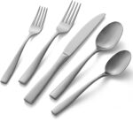 HIKAA 40-Piece Silverware Set Service for 8, Heavy Duty Stainless Steel Flatware Set with Extra Thickness, Matte Satin Cutlery Set Dishwasher Safe - Image 2