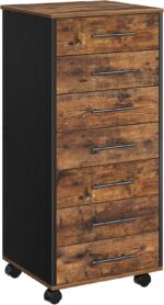 HOOBRO 7-Drawer Chest, File Cabinet, Wooden File Cabinet, Office Cabinet with Drawers, Storage Cabinet, for Home Office, Study, Easy Assembly, Rustic Brown and Black BF07WJ01 - Image 2