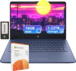 HP Flagship 14" HD Laptop with 1 Year Office 365 | 16GB RAM | 1.22TB Storage(64GB EMMC & 160GB Docking Station Set & 1TB Cloud Storage) | Intel 4-Core Processor | Webcam | Win 11s | Blue - Image 2