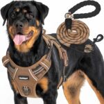 Heavy Duty Tactical Dog Harness for Large Dogs, No Pull Adjustable Pet Harness Reflective Service Training Easy Control Pet Vest Military K9 Working Dog Harnesses- Large, Brown - Image 2