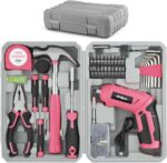 Hi-Spec 42pc Pink 4V USB Electric Power Driver & Household Tool Kit. Cordless Power Screwdriver and Hand Tools in a Compact Box Case - Image 2