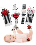Infinno High Contrast Baby Toys Infant Rattle Socks and Wristband Set, Ideal Baby Sensery Toy Gifts for Newborn 0-12 Months, Perpect Black and White Toys for Boys and Girls As Baby Shower Gifts - Image 2