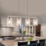 Island Light for Kitchen, Brushed Nickel Dining Room Light Fixture Over Table, 4-Light Linear Chandelier Pendant Lighting for Dining Table Kitchen Island Living Room - Image 2