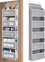 JARLINK Over The Door Organizer Storage, 5 Shelf Hanging Door Organizer with 5 Large Capacity Pockets, Anti Tilt 44 lb Load Behind Door Storage for Bedroom, Bathroom, Pantry, Nursery, (Grey) - Image 2