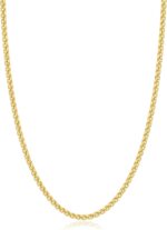 Jewlpire Italian Silver Wheat Chain/14k Gold Chain Necklace for Men, 2.5mm 3mm Chains for Men, Stainless Steel Necklace Chains for Men and Women, Mens Chain Necklace 16 18 20 22 24 26 Inch - Image 2
