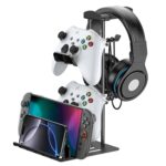 KDD Headphone Stand, Controller Holder & Headset Holder for Desk, Earphone Stand with Aluminum Supporting Bar, Universal Storage Organizer Headphones/Controller/Switch/Mobile Phone - Image 2