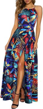 KILIG Women's Summer Maxi Dress 2025 Casual Sleeveless Split Floral Sundress Beach Vacation Flowy Long Dresses - Image 2