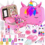 Kids Makeup Kit for Girl - 2 In 1 Kids Washable Makeup Toys & Nail Art Kits with Nail Dryer and Cosmetic Case, Princess Dress Up Set for Girls, Real Girls Makeup Set for Ideal Gifts Toys for 3-12 Year - Image 2