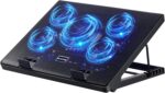 Kootek Laptop Cooling Pad, Laptop Cooler with 5 Quiet Fans for 12"-17" Computer PC Notebook Gaming Laptop Fan, Height Adjustable Laptop Cooling Stand Laptop Accessories, Blue - Image 2