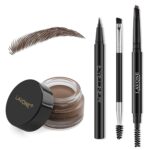 LAVONE Eyebrow Stamp Pencil Kit for Eyebrows Makeup, with Waterproof Eyebrow Pencil, Eyeliner, Eyebrow Pomade, and Dual-ended Eyebrow Brush - Dark Brown - Image 2