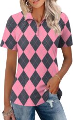 LOMON Womens Golf Polo Shirts Summer Short Sleeve 1/4 Zip Tops Moisture Wicking Casual Tennis Activewear with Pockets - Image 2