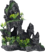 Large Fish Tank Decorations - Mountain View Aquarium Ornament with Tree House Cave Bridge,Resin, 10.24x9.45x5.12 inches, C - Image 2