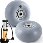 Lenwen 2 Pack PU Beach Balloon Wheels Beach Cart Tires Replacement Big Sand Wheels with 1 Air Pump for Kayak Canoe Cart Rolling Walker Wheelchair and Boat - Image 2