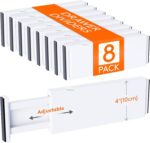 Lifewit 8 Pack Drawer Dividers 4" High,11-17" Adjustable Dresser Drawer Organizers for Clothes, Expandable Dresser Separators in Bedroom/Bathroom/Kitchen/Vanity/Office Organization and Storage, White - Image 2