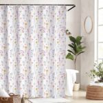 MATIRUG Floral Bathroom Shower Curtain 72”x72,Spring Summer Waterproof Washable Bath Curtains,Pink Blue Watercolor Flower Bathtub Shower Drape for Wet Room - Image 2