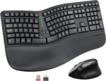MEETION Ergonomic Wireless Keyboard and Mouse, Ergo Keyboard with Vertical Mouse, Split Cushioned Wrist Palm Rest, Natural Typing, Rechargeable, Full Size, Windows/Mac/Computer/Laptop, Black DirectorC - Image 2