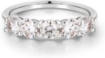 MOOSEA 5 Stone Moissanite Rings for Women, 3.75MM D Color VVS1 Clarity Lab Created Moissanite Anniversary Rings 14K White Gold Filled S925 Sterling Silver 5 Stone Wedding Bands for Women Jewelry - Image 2