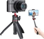 MT-08 Black Mini Tripod for Camera, 1/4" Screw Universal Tripod Compatible with DJI OSMO Pocket 3 Insta 360 x 5 Sony Canon Nikon Fujifilm Vlog, Extendable Handheld Vlogging Video Filming Table Stand - Image 2