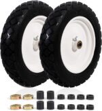 MZREXN 4.80/4.00-8" Flat Free Tire and Wheel 15" Solid Wheelbarrow Tires, 3.00-4.00/4.80-8" with 5/8" & 3/4" Bearings, 3" Centered Hub for Hand Truck Garden Trailers Utility Cart Yard Wagon 2PCS White - Image 2