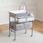 Maydolly Baby Changing Table, Portable Folding Changing Table with Wheels, Waterproof and Adjustable Height, Premium Diaper Changing Station with Two Drawers, Mobile Nursery for Newborn (Grey) - Image 2