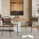 Mid-Century Modern Dining Chairs Set of 2, Brown PU Faux Leather Dining Chair Armless Dining Room Chairs with Black Metal Legs, High-End Stylish Kitchen Restaurant Dining Chairs - Image 2