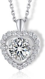 MomentWish Heart Necklace for Women, Sparkling Gift for Her, 1Carat Moissanite Heart Pendent for Her, 925 Sterling Silver Dance Necklace for Anniversary Christmas Valentines - Image 2