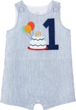 Mud Pie baby-boys Birthday Boy Seersucker Shortall - Image 2