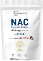 NAC 600mg with NAD+, 300 Softgels | N-Acetyl L-Cysteine + Nicotinamide + MCT Oil | Cellular Energy & Antioxidant Support | Clean Label, Non-GMO - Image 2
