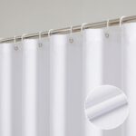 OVZME Zora White Shower Curtain, Fabric Shower Curtain for Bathroom - Soft Cloth Hotel Spa Quality, Water Repellent Bath Decor, Washable Shower Curtain Set with 12 Hooks, Grommets Top, 72Wx72L - Image 2