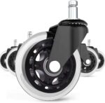 Office Chair Caster Wheels Set of 5 Heavy Duty & Safe for All Floors Including Hardwood 3" Rubber Replacement for Desk Floor Mats - Image 2