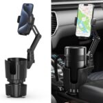 Phone Holders for Your Car, 2 in 1 Universal Cup Holder Expander Adjustable Base with Phone Mount, Long Arm with 360°Rotation Cup Holder Phones Mount for Car Compatible with All Smartphones - Image 2