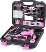 Pink Household Tool Set with 3.6V USB Electric Screwdriver, 136 PCS Home Tool Kit with Cordless Lithium-ion Drill Driver, Hand Tool Kits for Women - Image 2