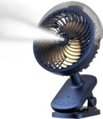 Portable Misitng Fan, 8000mAh Battery Operated Clip On Fan with Clip for Desk, Auto Oscillating, 3 Speeds, 2 Mist Modes with Remote, Working Time for Home Stroller Office and Outdoor - Image 2