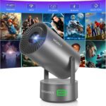 Projector with WiFi and Bluetooth, Mini Portable Projector with Built-in Rechargeable Battery for Outdoor, 1080P Supported, Electric Focus & Auto Keystone, Home Theater with 210° Mount - Image 2