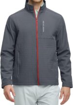 Rouen Mens Golf Raincoat Jacket Zipper Pockets Lightweight Softshell Hooded Water-resistant Spring Fall Outdoor Windbreaker - Image 2
